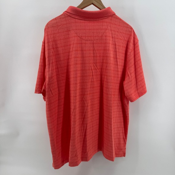 Haggar Cool 18 Pro Performance Golf Polo Shirt Coral Plaid XL Men Casual - Picture 8 of 9